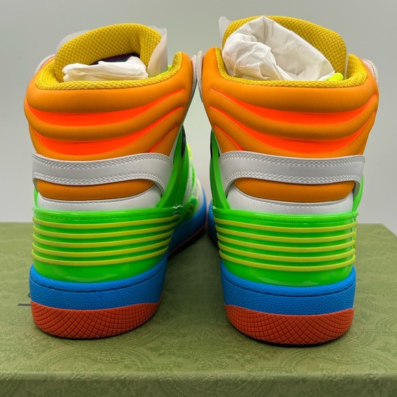 Gucci Basket High Top Women Sneaker in Multi C Distressed Demetra US 7 - Picture 7 of 10